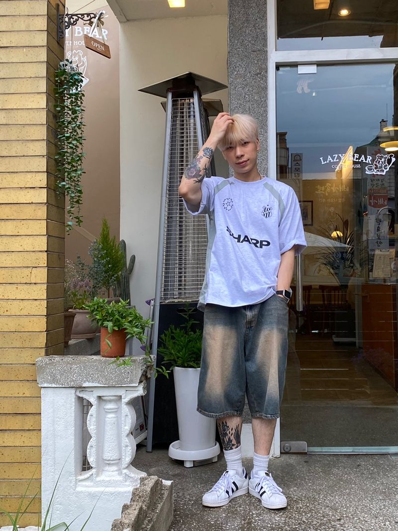 Dying Washing Denim Half Pants