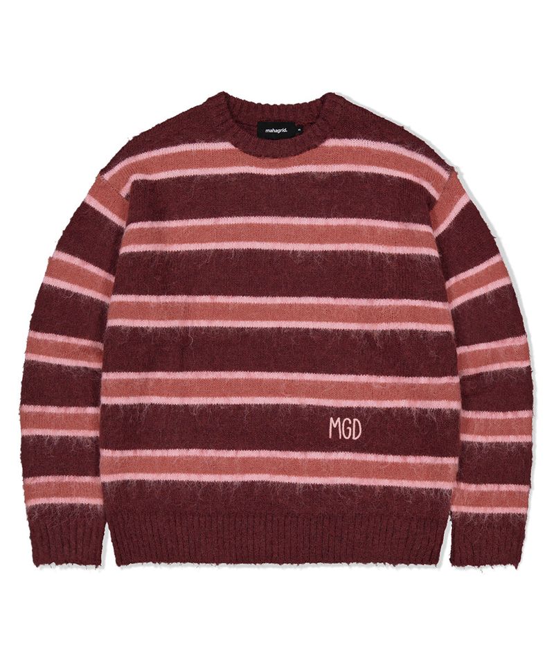 HAIRY STRIPE KNIT SWEATER
