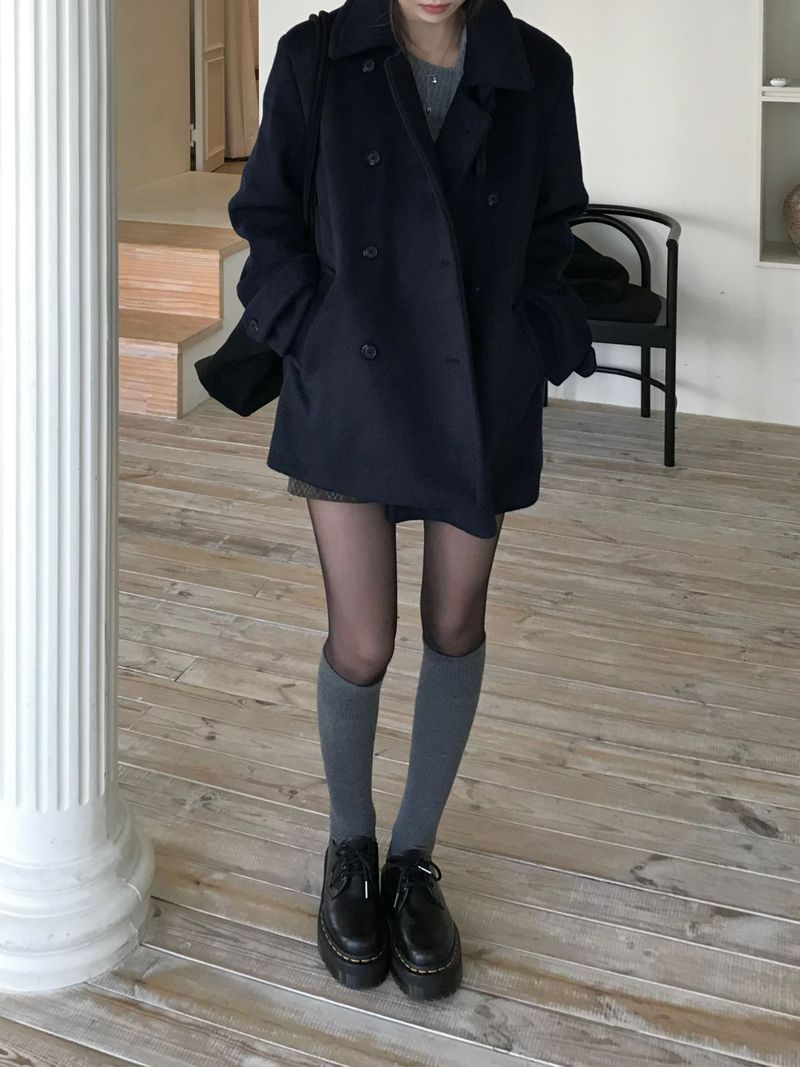 High-neck double coat (2 colors)