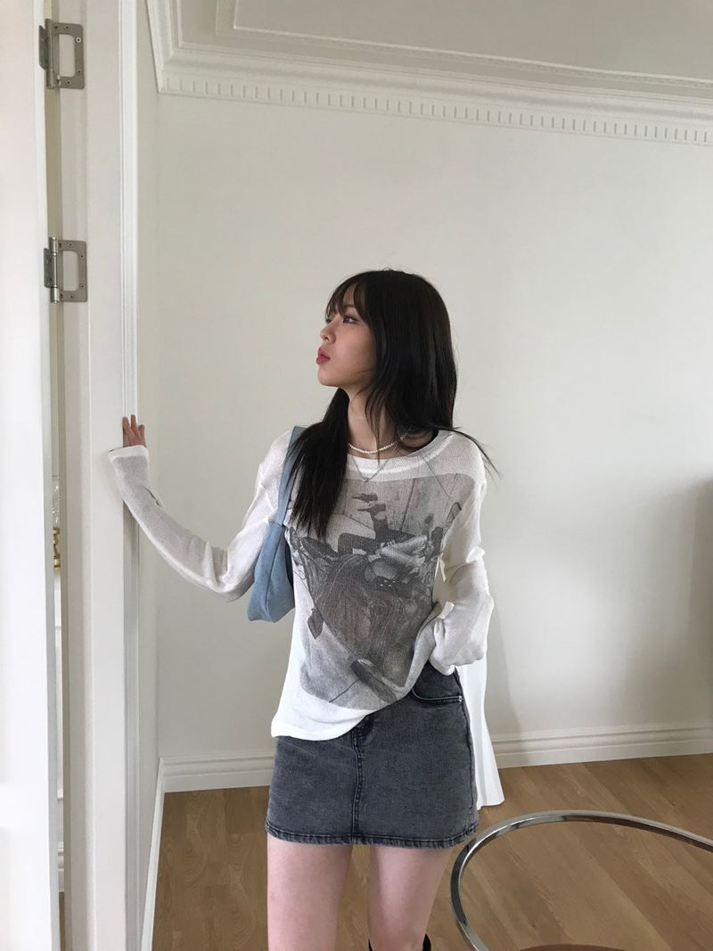 Paisley graphic r-neck T