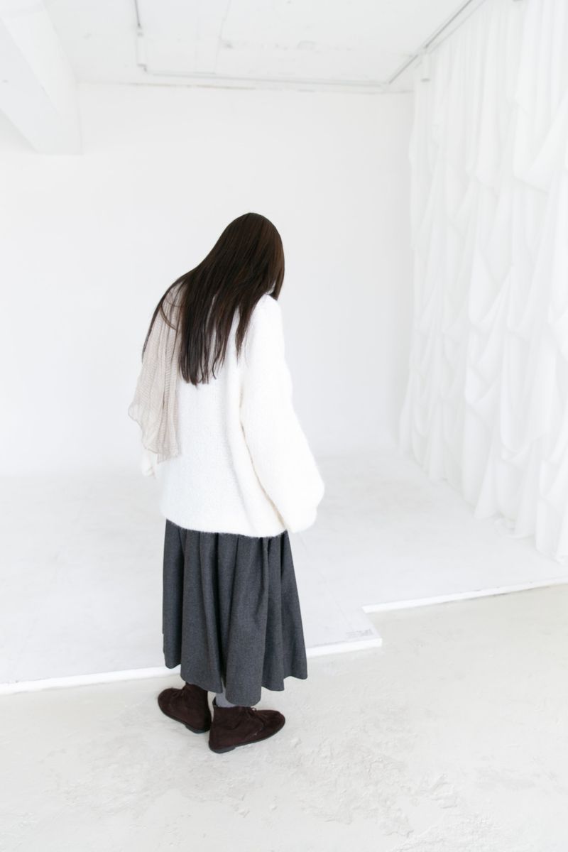 wool unbal button pleats skirt(2colors)