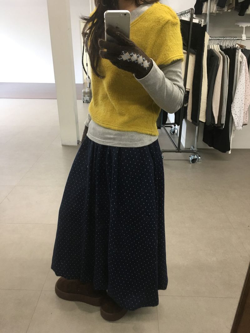 Wool Dot Balloon Skirt (2Colors)