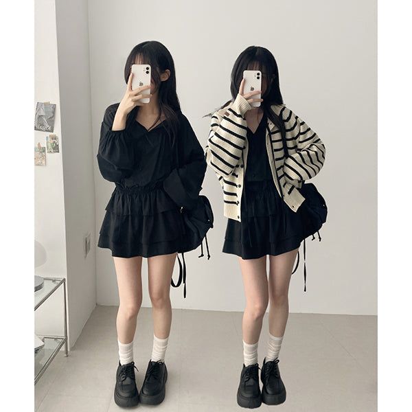 Miel V-neck String Shirling Kang Kang Dress