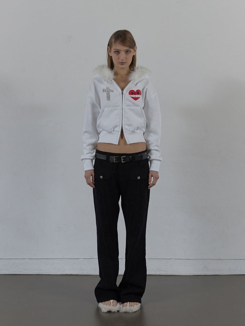 SETUP EXE（セットアップ イーエックスイー）の「FUR TRIMMING HOODED ZIP-UP / WHITE（Jackets/Outerwear）」