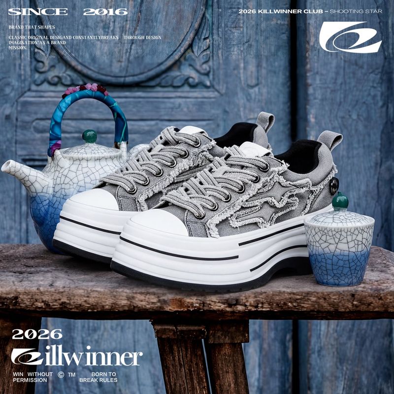 KILLWINNER（キルウィナー）の「KILLWINNER Lihuo Series Canvas Shoes, Gray, Thick-Soled Casual Shoes, Couple Style（Shoes）」