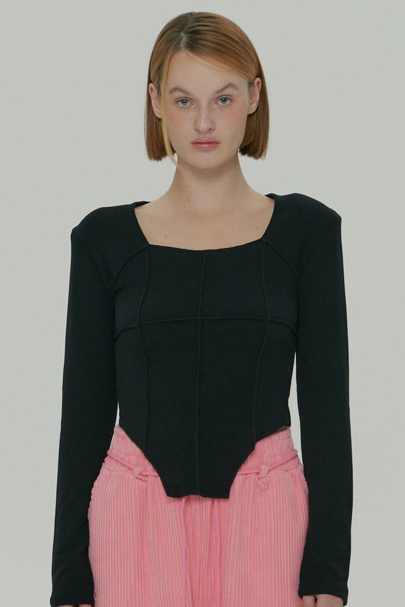 MOIFAIRE(モイフェア)の「SOFT SQUARE NECK TOP / BLACK(Tops)」