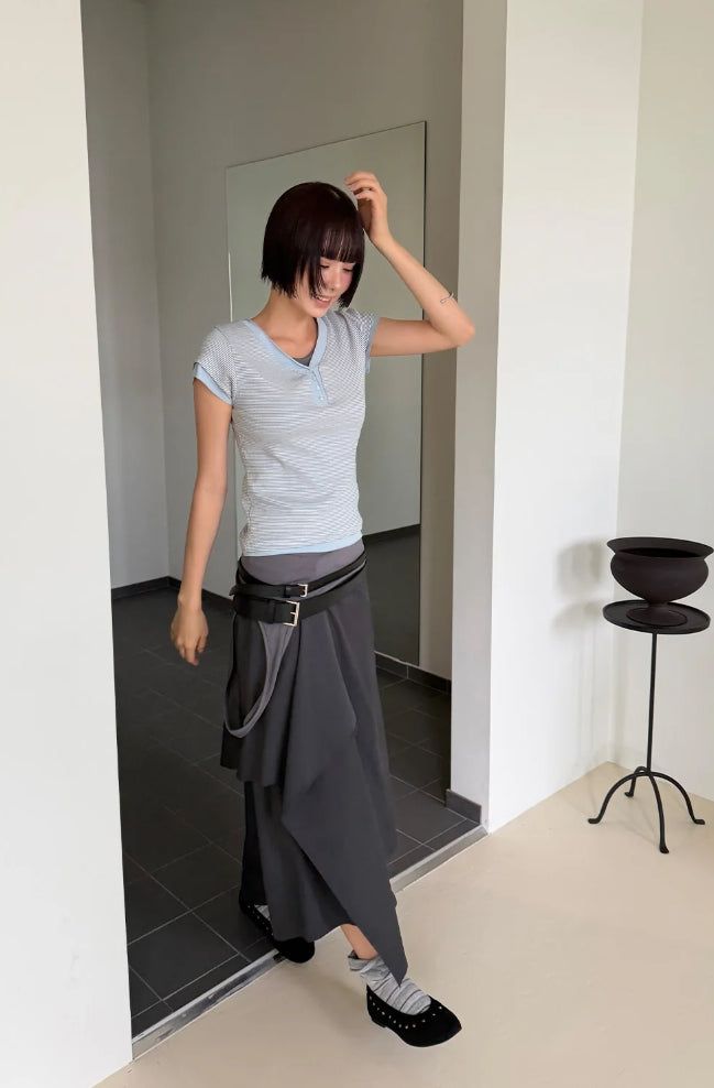 UNBALANCE WRAP LAYERED SKIRT