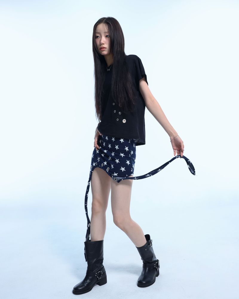Star Eyelet halterneck sleeveless (navy)