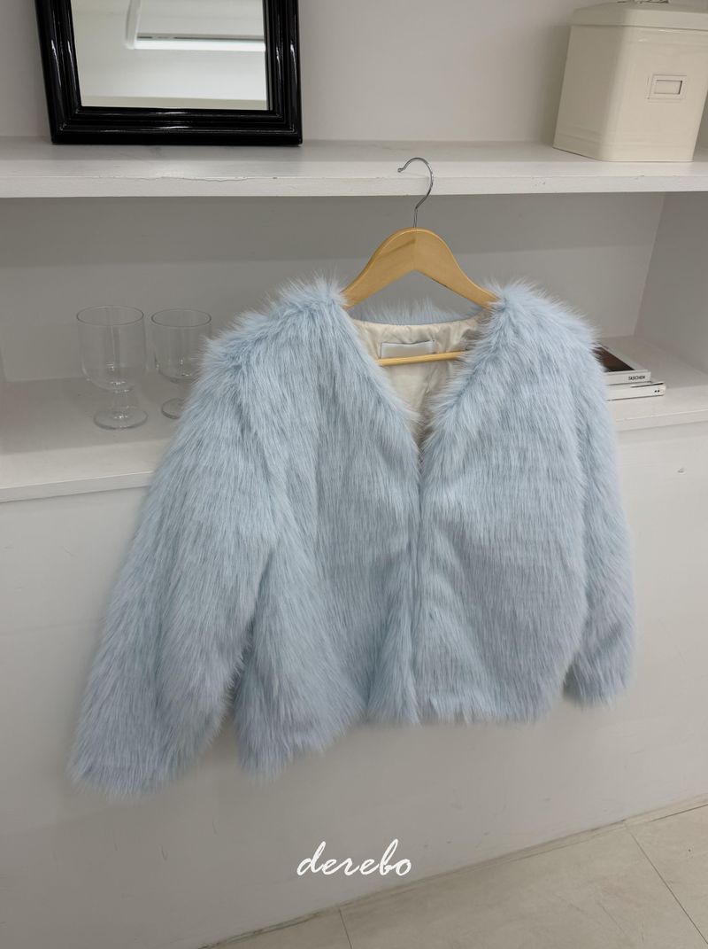 Sky Cloud No Collar Fur Jacket