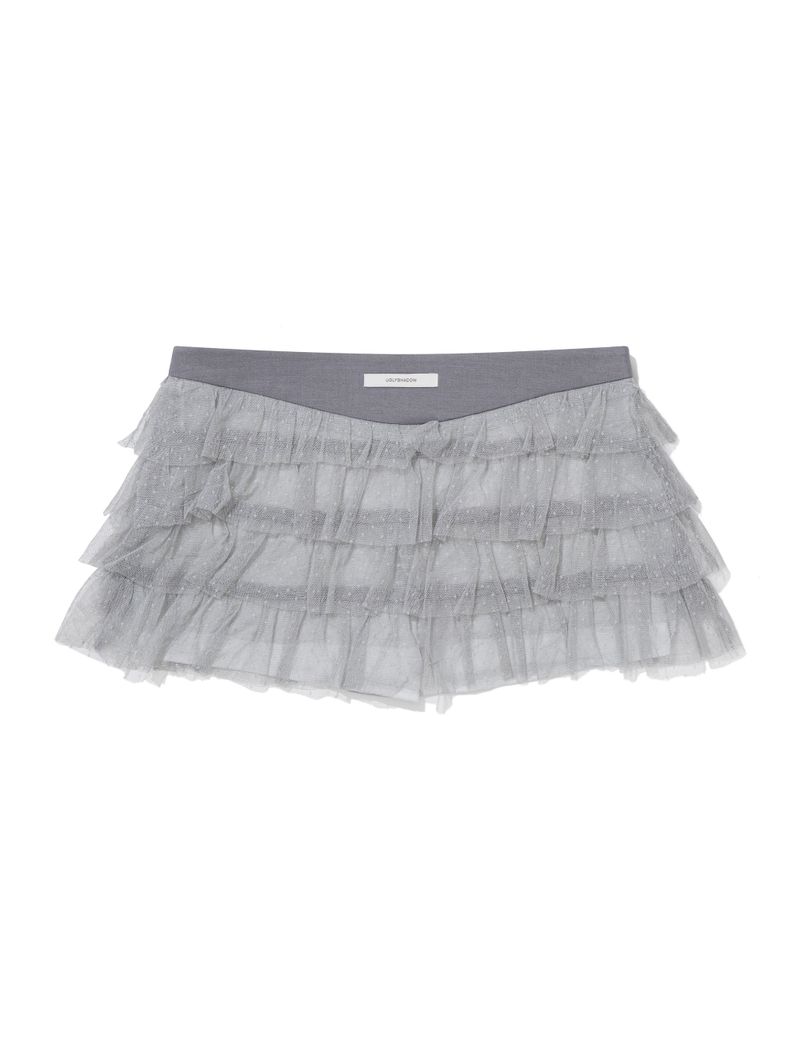 DOT MESH CANCAN SKIRT(GREY)
