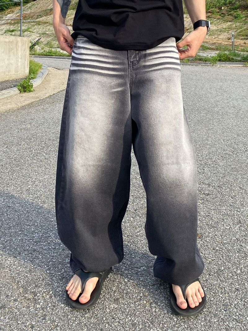 Sand Washing Denim Balloon Pants 2C
