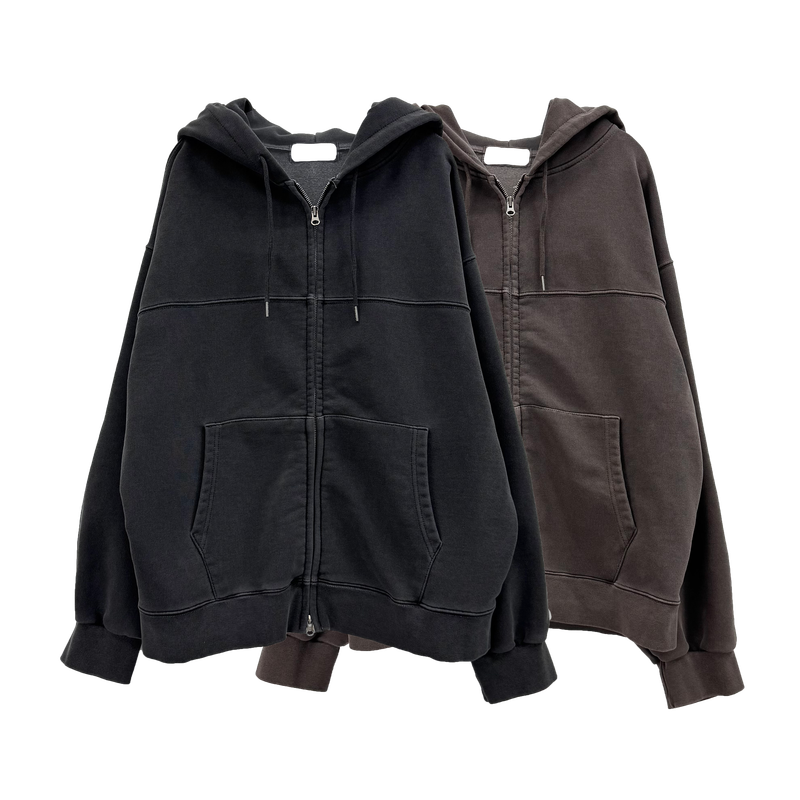 pigment panel zip-up hoodie