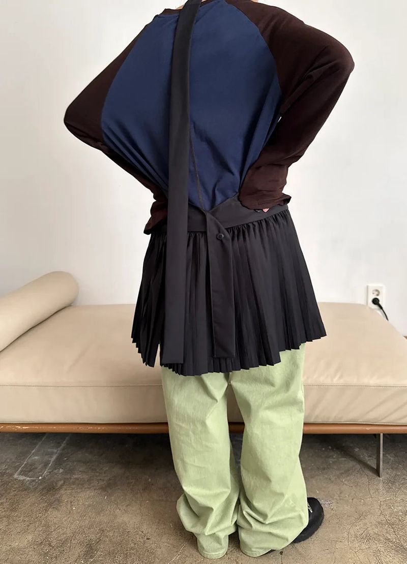 halter pleats layered dress
