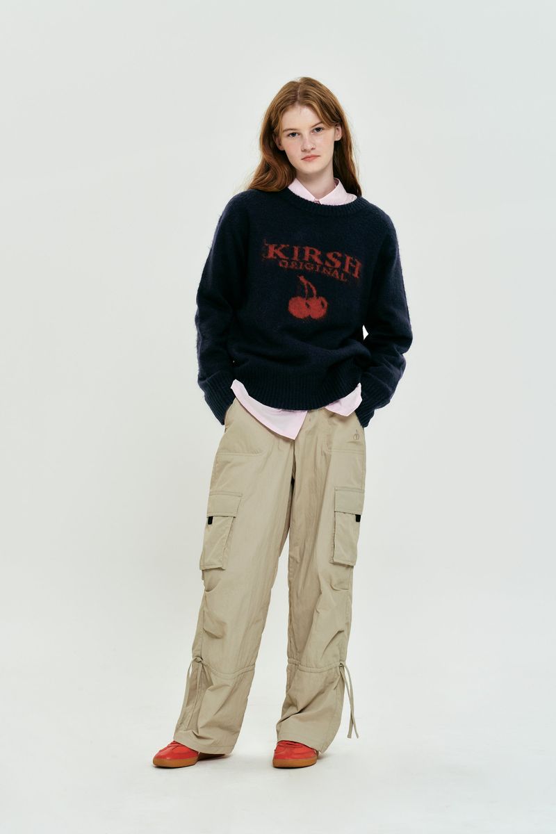 CHERRY JACQUARD GRAPHIC ROUND KNIT [NAVY]