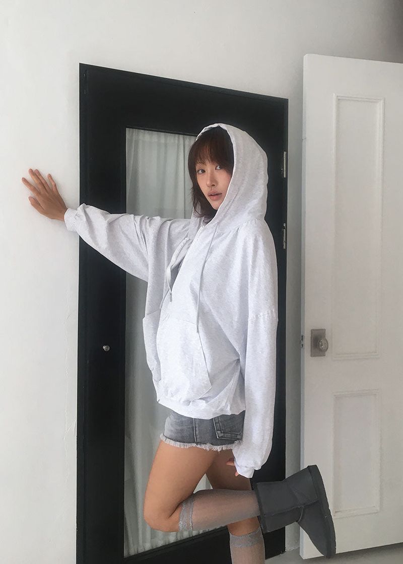 SHIRRING HOOD ZIP-UP 