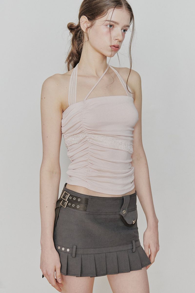 RUE BELTED MINI SKIRT khaki