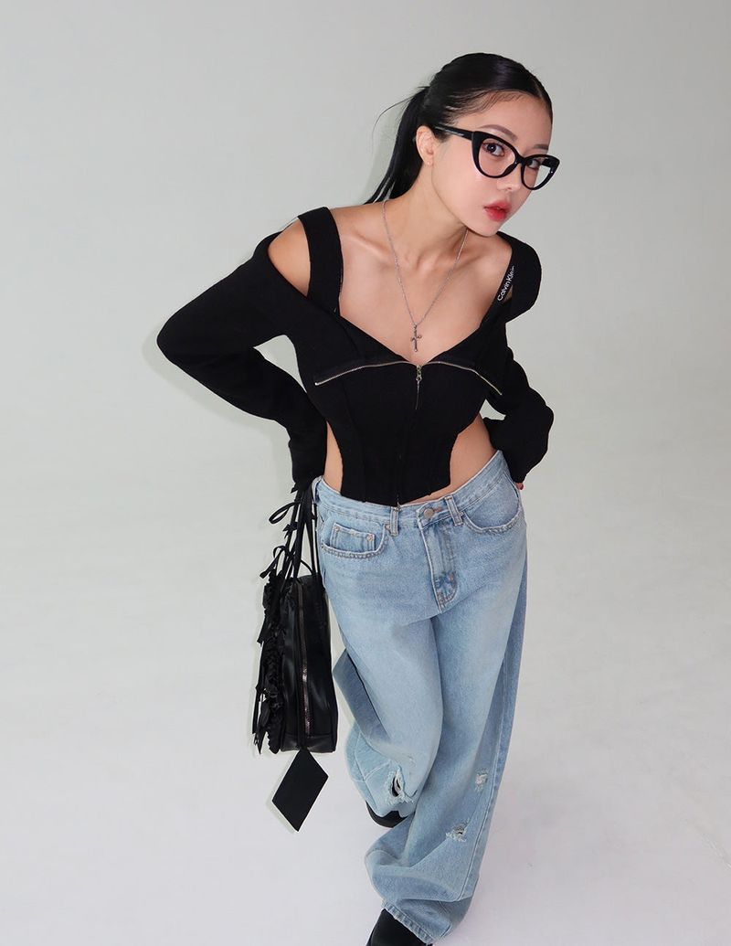 hip lettering wide jeans