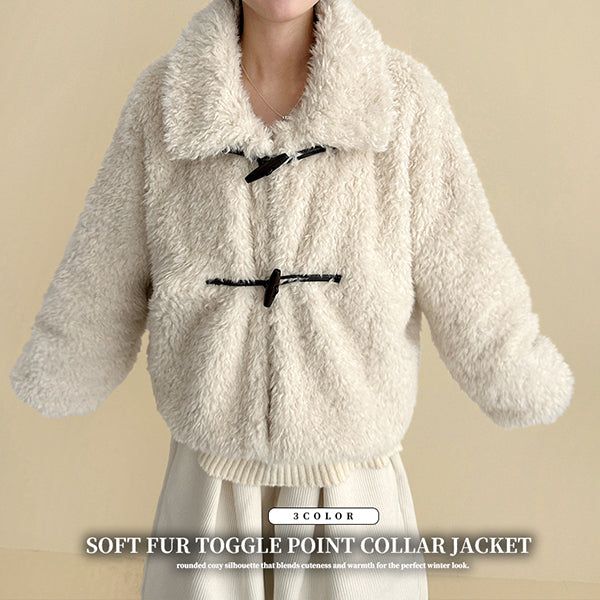 Elti fur fleece tteokboki button collar jacket