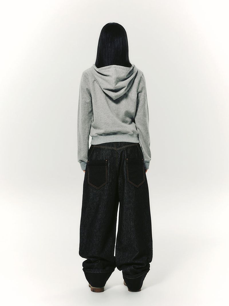 LETTER N HOOD ZIP-UP GREY