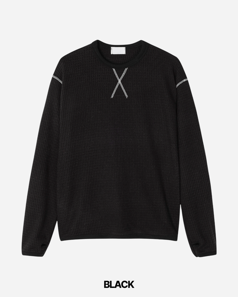 Waffle Crop Long Sleeve Tee