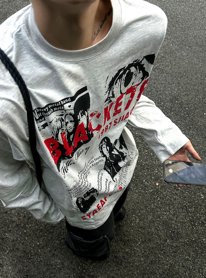 COSYHARU(コシハル)の「Metal printing long-sleeved loose fit T-shirt(Tops)」
