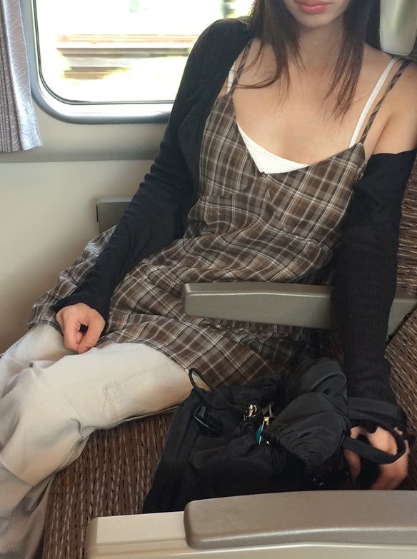 Gaps Check Bustier String Sleeveless One Piece