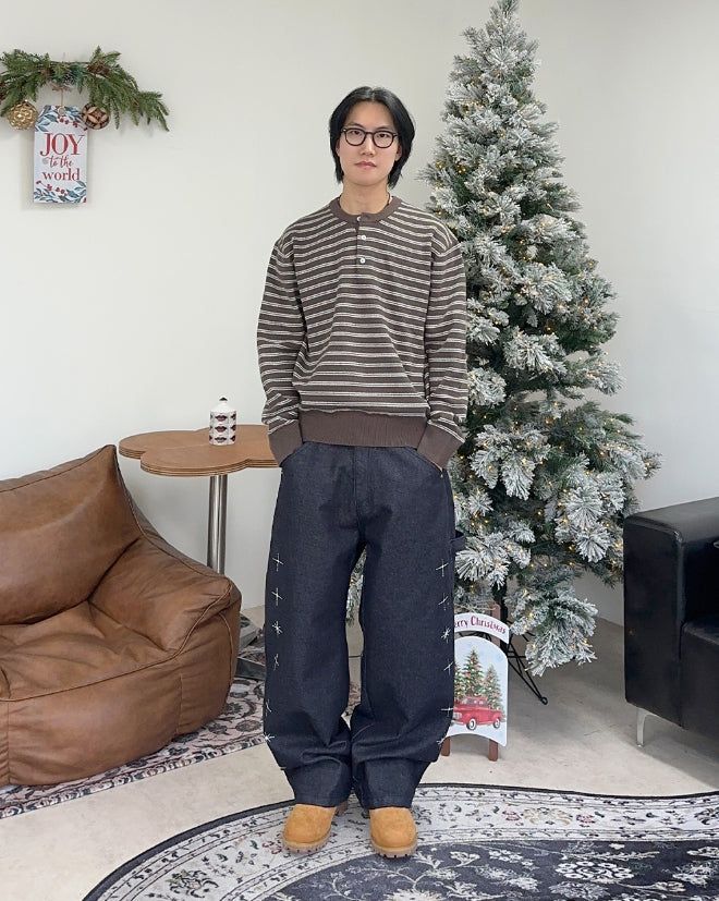 Lao Henley Neck Knit Long Sleeve