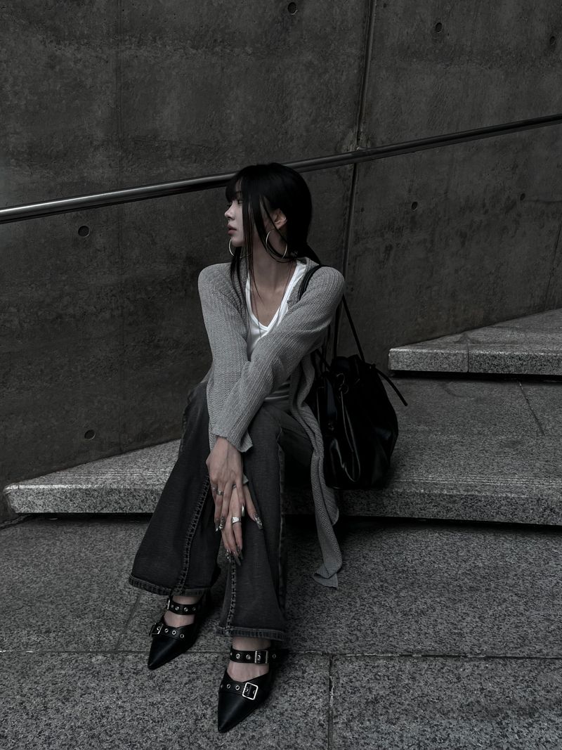 strap frey knit cardigan (2color)