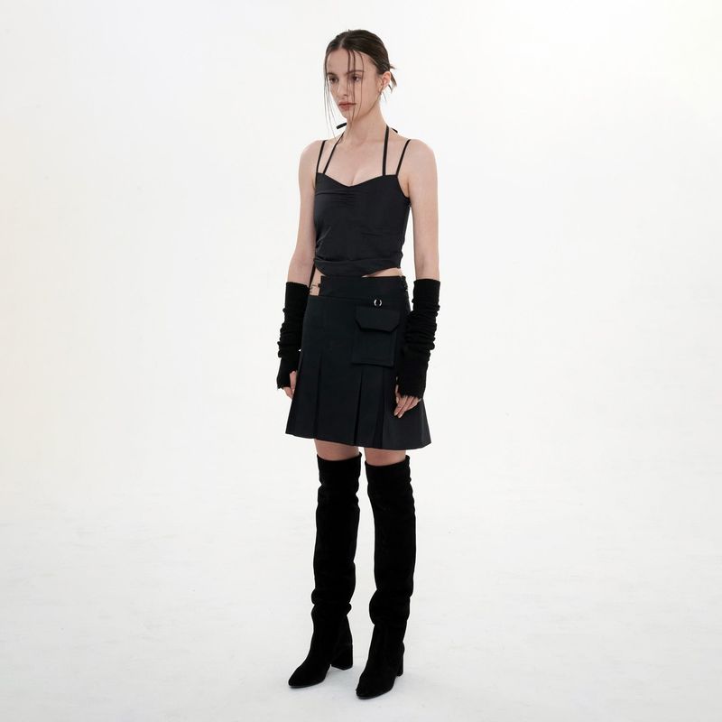 POCKET DETAIL CHAIN SKIRT(BLACK)