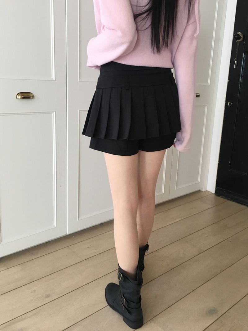 Wicca two-way ribbon pants pleated mini skirt