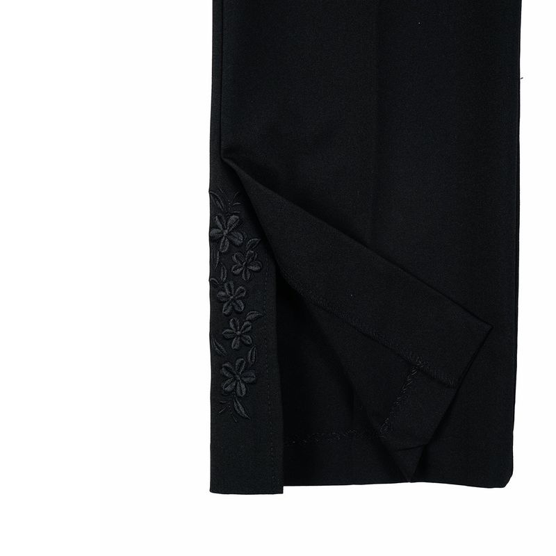 フラワースリットパンツ / FLOWER SLIT PANTS_BLACK