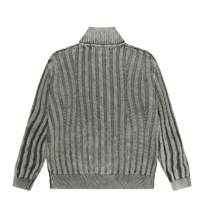 Terry Pigment Ribbed Knit Zip-Up