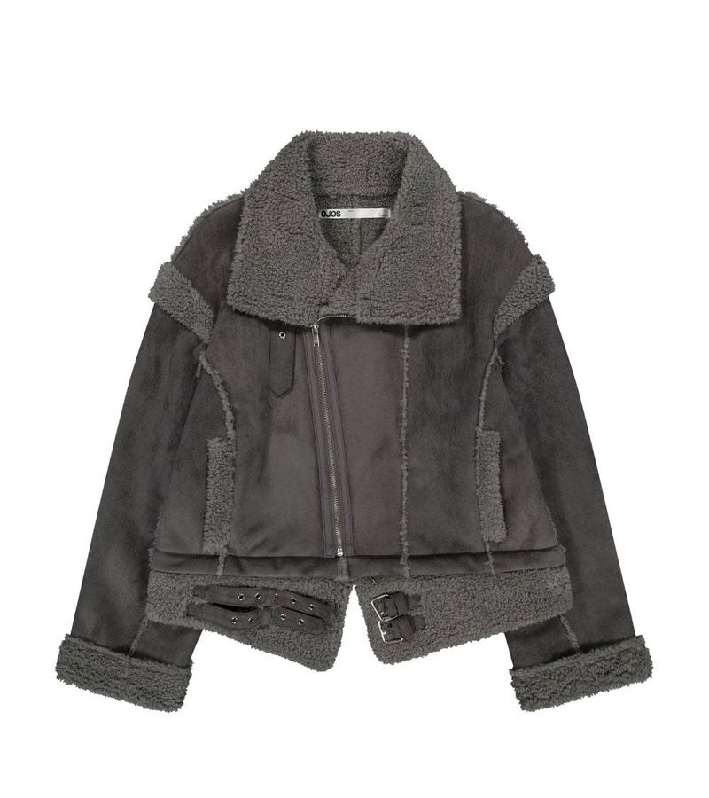Detachable Fur Shearling Jacket / Charcoal