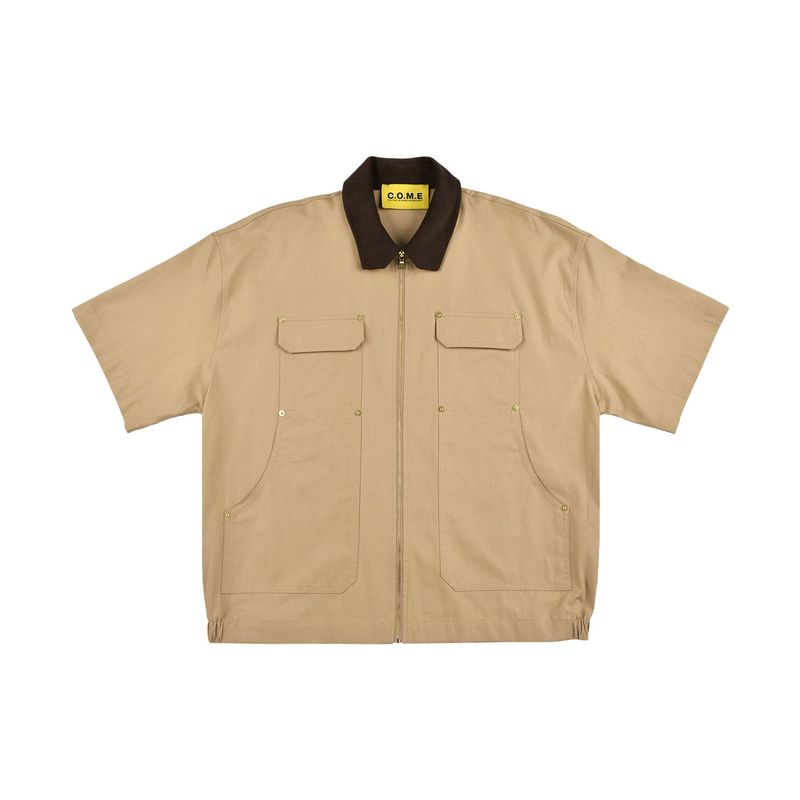 [UNISEX] C.O.M.E Mechanic Short Sleeve Work Jacket (Camel)