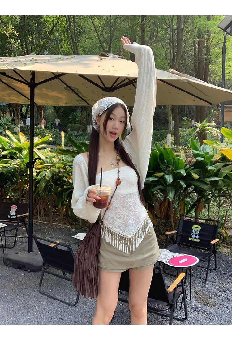 khaki cotton mini pants skirt