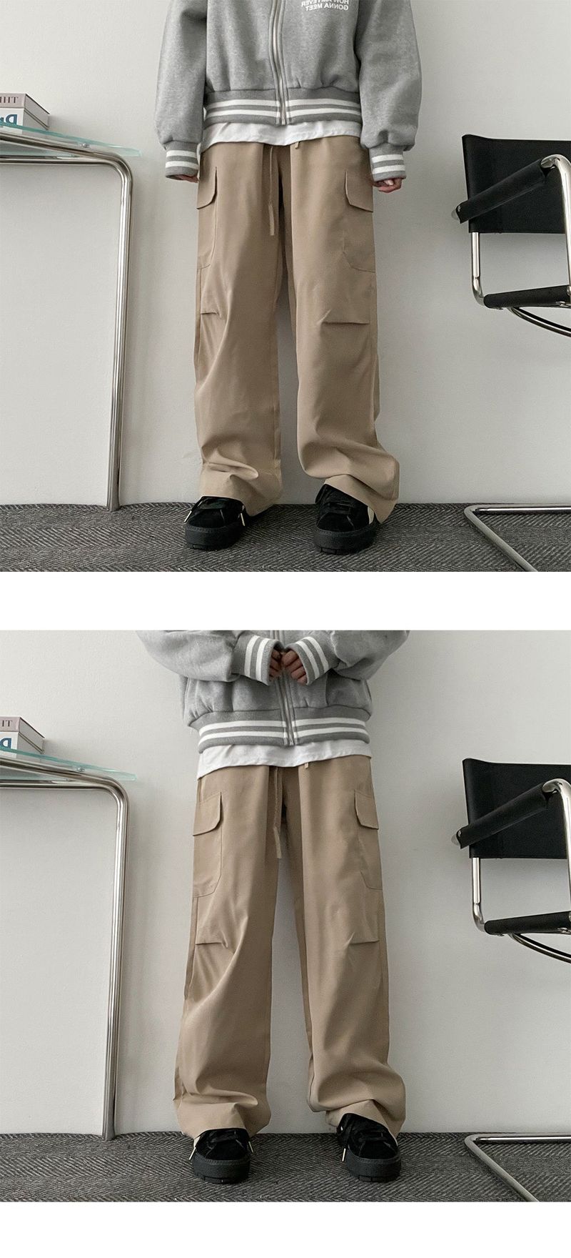 Reta Cargo Wrinkle Shirring Bendable Wide Pants