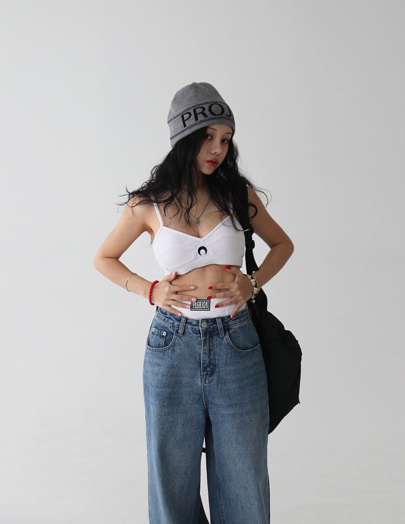 Patch High Waist Bra Top Underwear Set