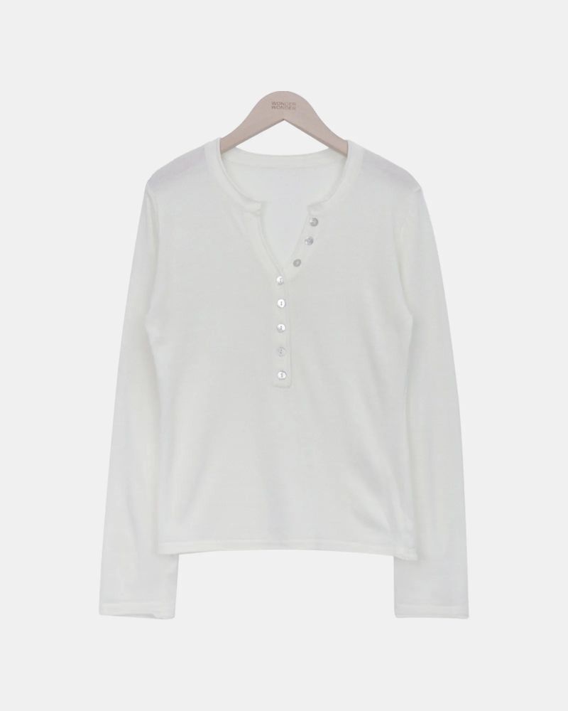 Chea Button V-Neck Long-Sleeve Knit