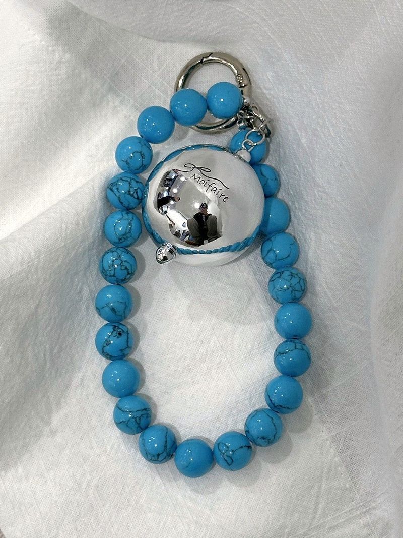 SILVER WIDE BALL KEYRING / BLACK