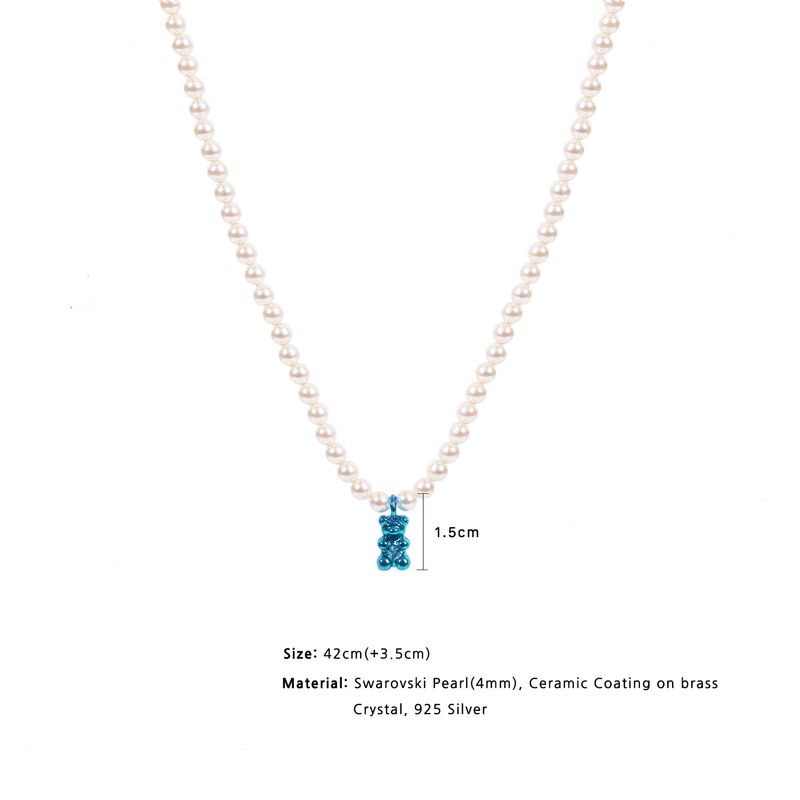 Petit Bear Pearl Necklace_Blue