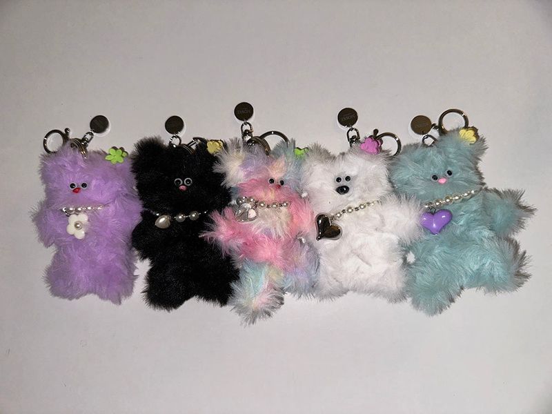 [Hand made] Fluffy bear key ring (5color)