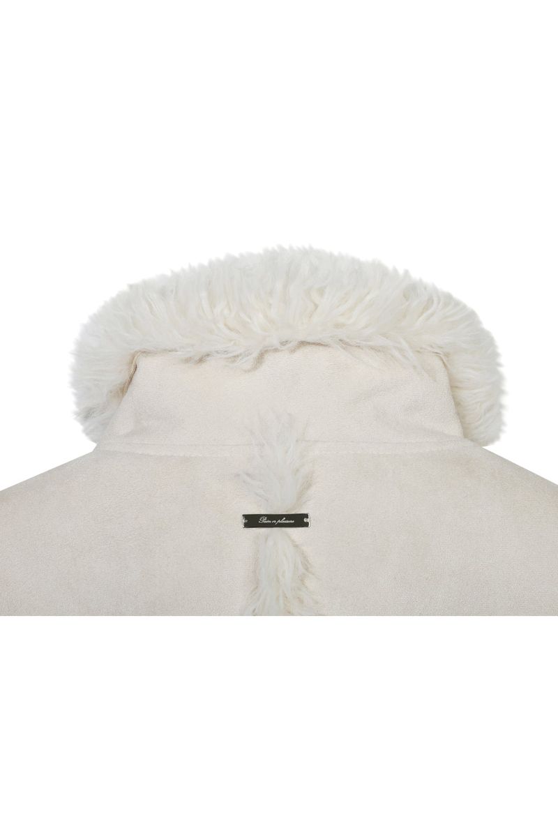 LUNA BELTED SHEARLING JACKET cream