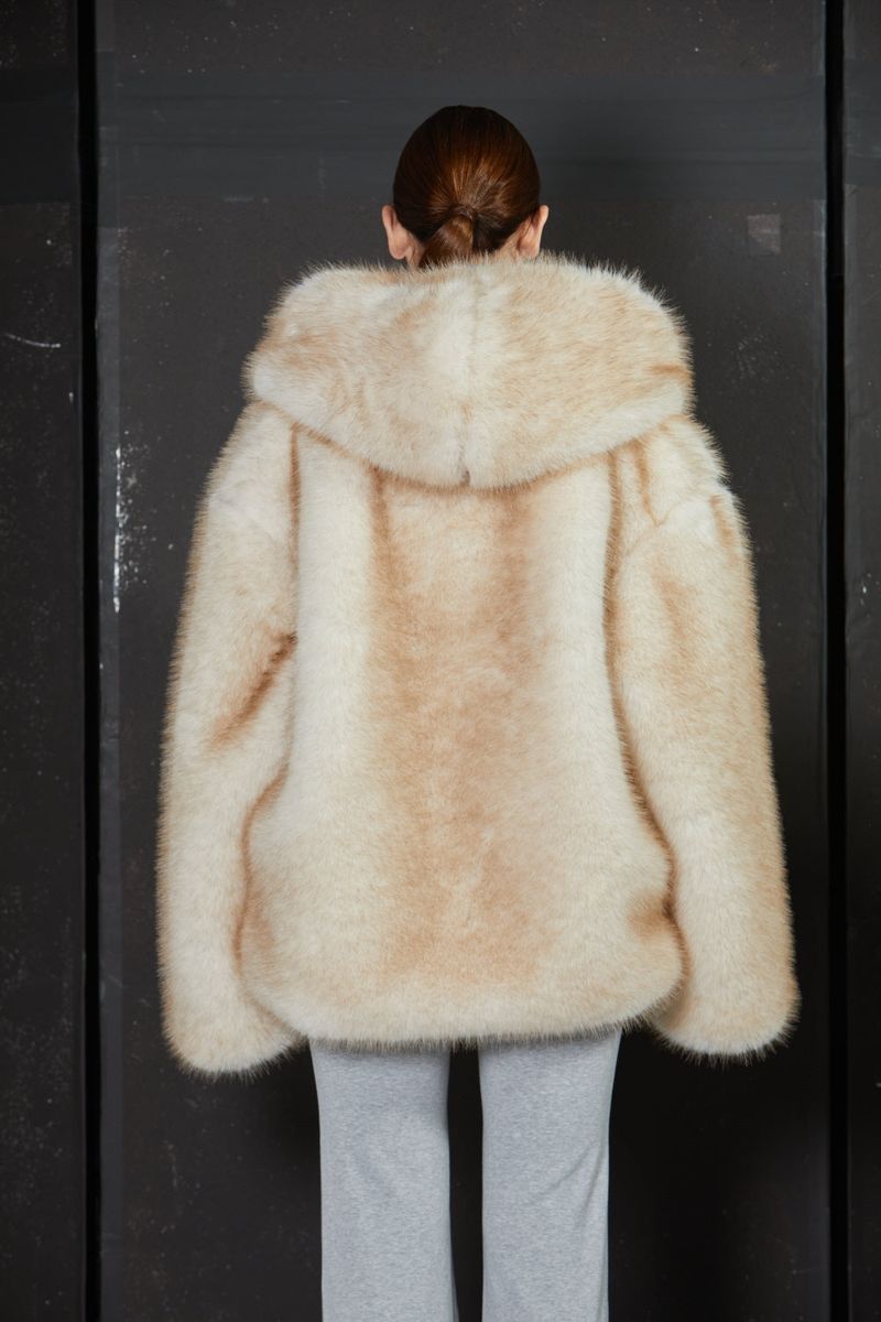 TWO TONE FUR JACKET -IVORY