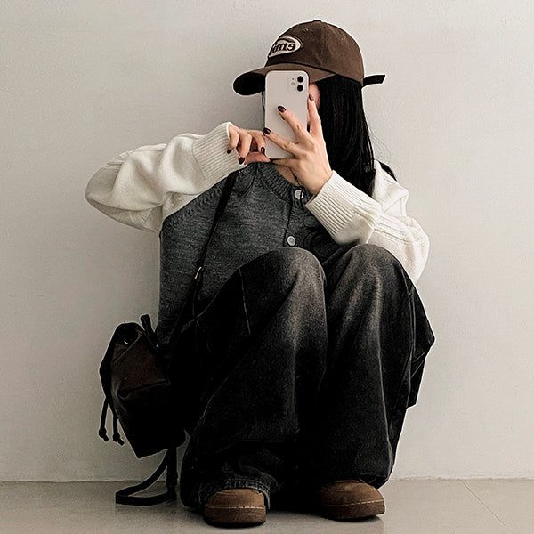 Dub Color Raglan Knit Cardigan