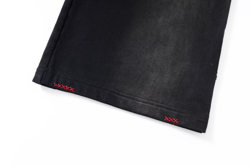 WASHED DISTRESSED RANDOM STITCH HOT-STUDDED DRAWSTRING SWEATPANTS