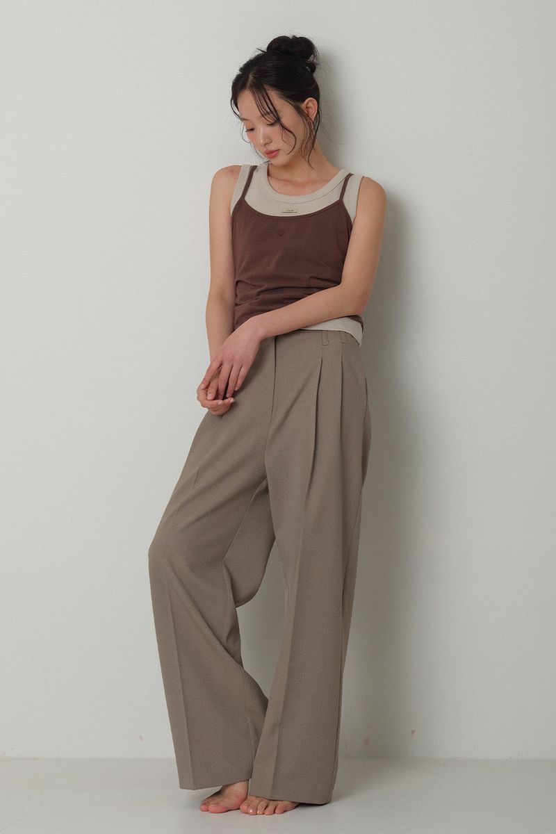 Twill Fintuck Slacks_Beige