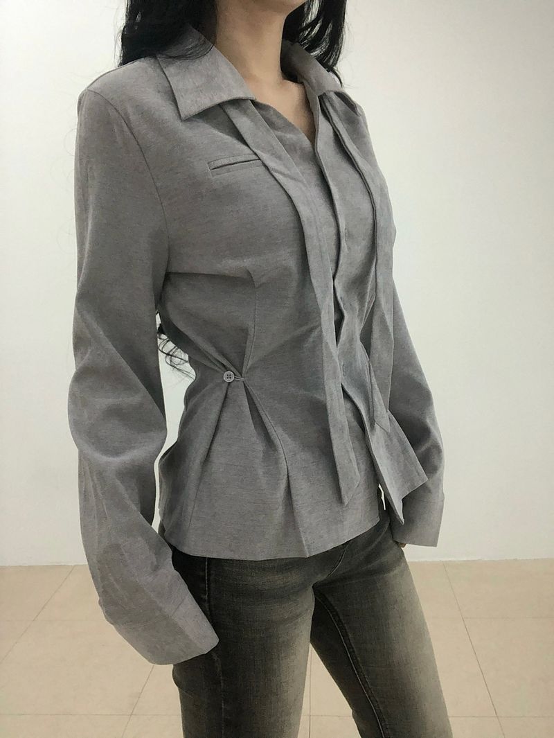 Dual Tie Pintuck Line Shirt