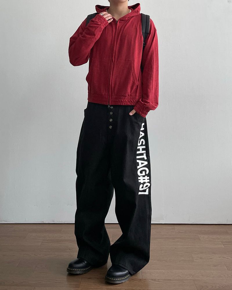 Hash Lettering Denim Pants