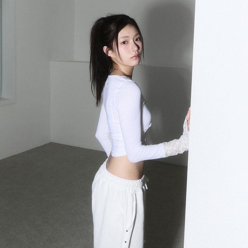 (2nd reorder) corset stud long sleeve - white
