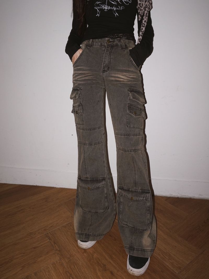 Pocket Semi Bootcut Denim Pants